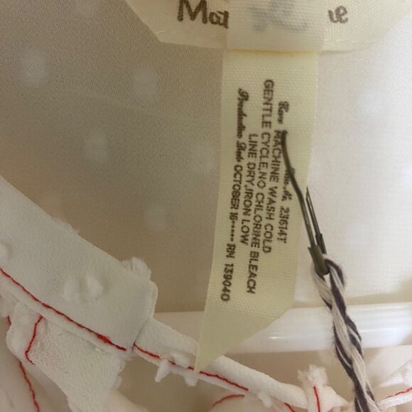 NWT Matilda Jane Blouse Womens Size M White Swiss Dot Peasant Button-Up Sheer - Picture 4 of 13
